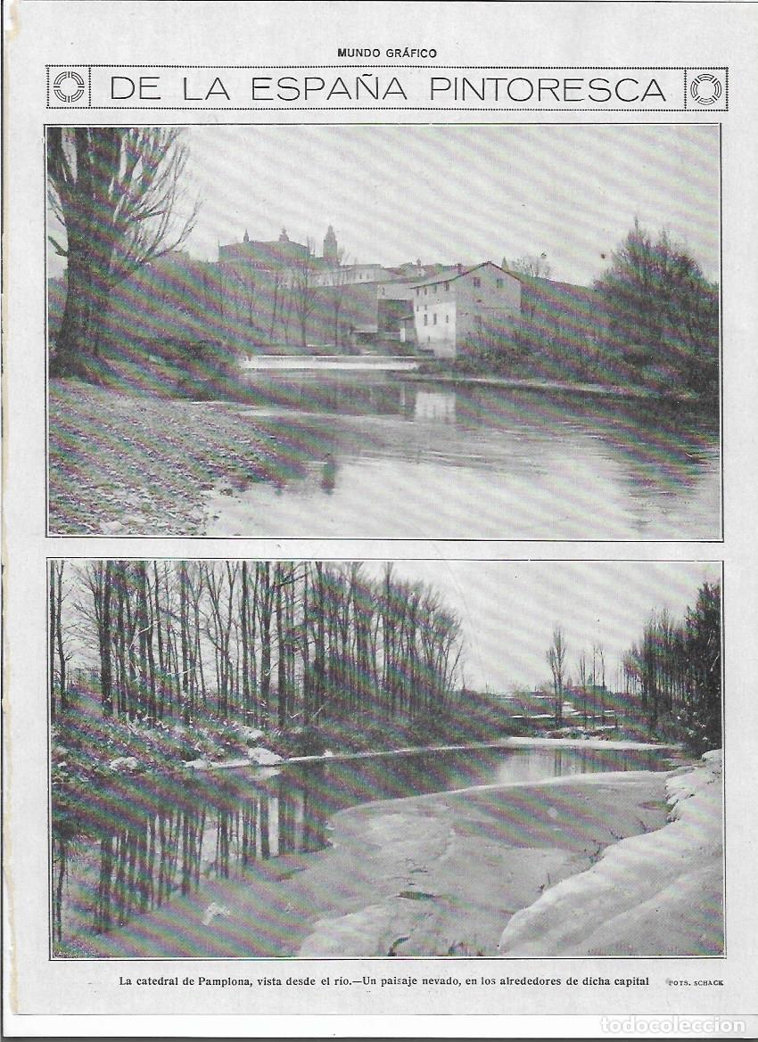 Colecionismo: A&Ntilde;O 1919 RECORTE PRENSA PAMPLONA PAISAJES CATEDRAL DE PAMPLONA VISTA DESDE EL RIO PAISAJE NEVADO