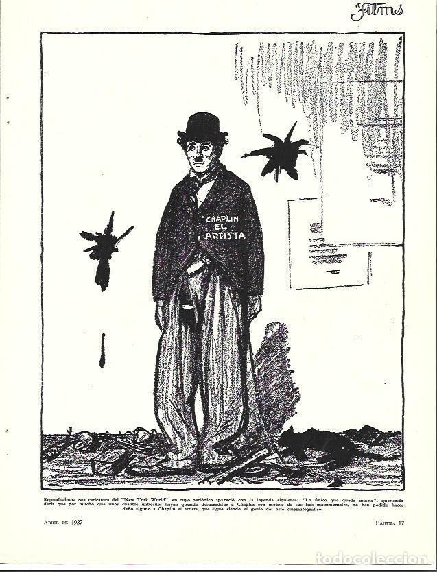 Coleccionismo: LAMINA 34082: Reproduccion de caricatura de Charles Chaplin del New York Times