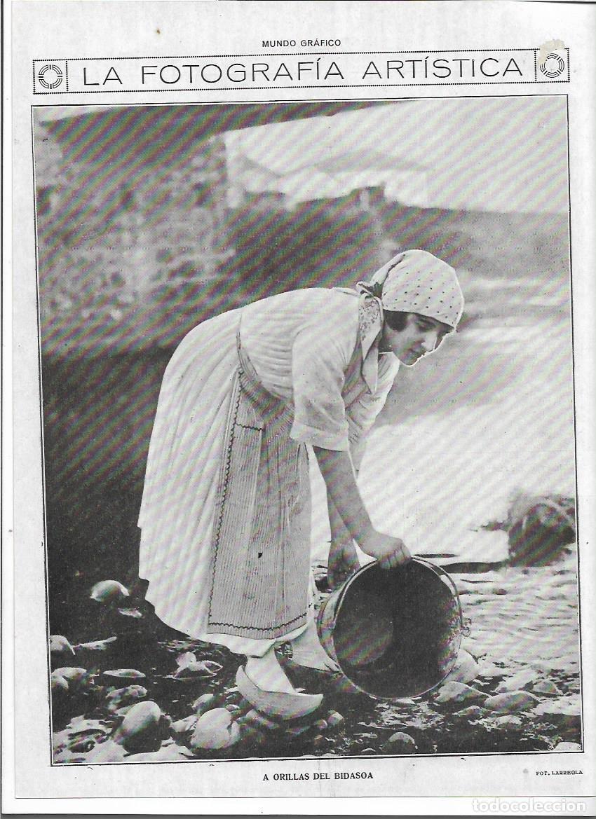 Colecionismo: A&Ntilde;O 1919 RECORTE PRENSA FOTOGRAFIA ARTISTICA CHICA A ORILLAS DEL BIDASOA FOTO LARREGLA LARREOLA