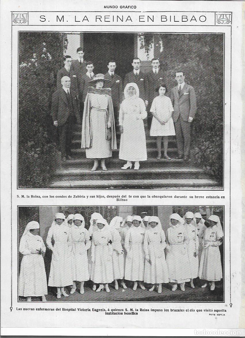 Colecionismo: A&Ntilde;O 1920 RECORTE PRENSA LA REINA EN BILBAO BRAZALETES NUEVAS ENFERMERAS HOSPITAL VICTORIA EUGENIA