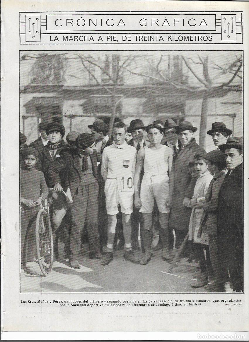 Colecionismo: A&Ntilde;O 1920 RECORTE PRENSA MARCHA A PIE DE TREINTA KILOMETROS GANADORES MU&Ntilde;OZ Y PEREZ IRIS SPORT MADRID