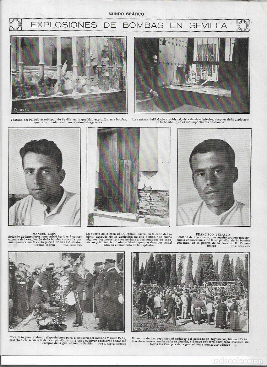 Coleccionismo: A&Ntilde;O 1920 RECORTE PRENSA SEVILLA BOMBAS PALACIO ARZOBISPAL CASA RAMON IBARRA MUERTE MANUEL PE&Ntilde;A