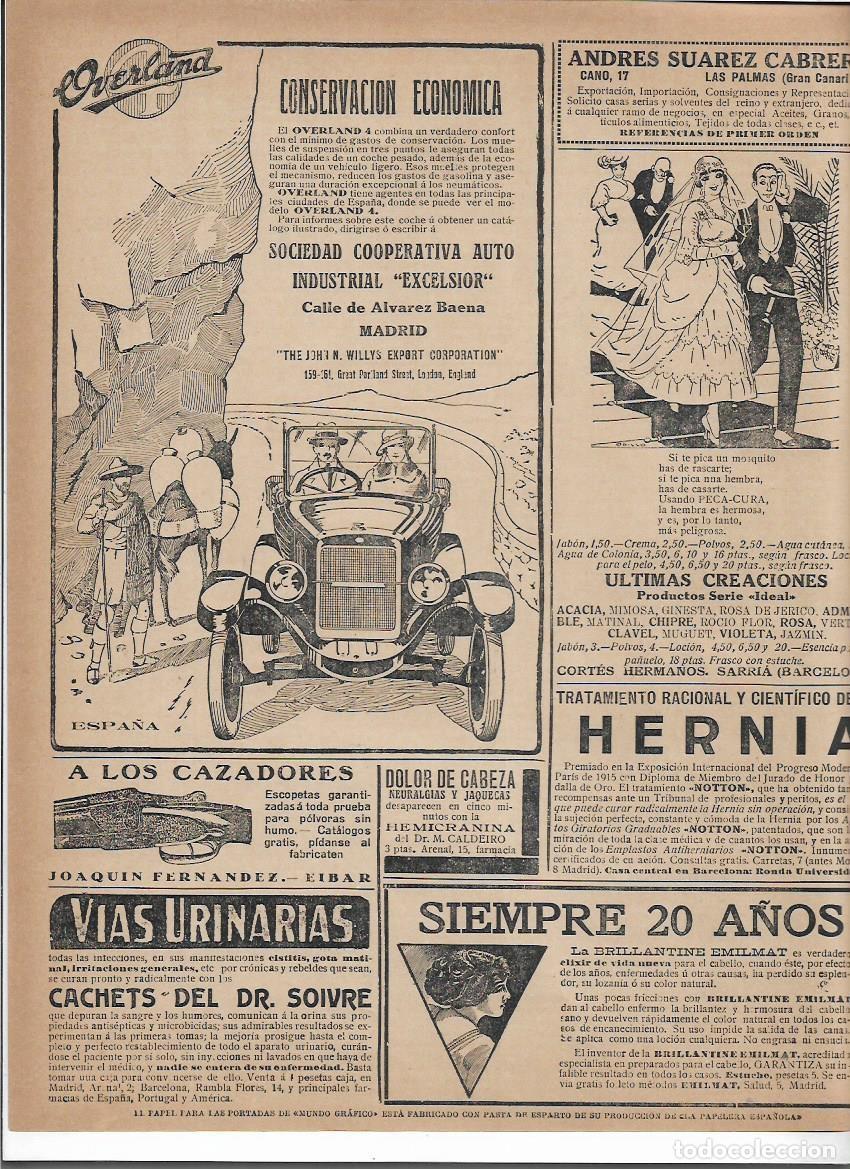 Sammelleidenschaft Papier: A&Ntilde;O 1920 RECORTE PRENSA PUBLICIDAD OVERLAND 4 COCHE AUTOMOVIL SOCIEDAD COOPERATIVA ESCELSIOR AUTO