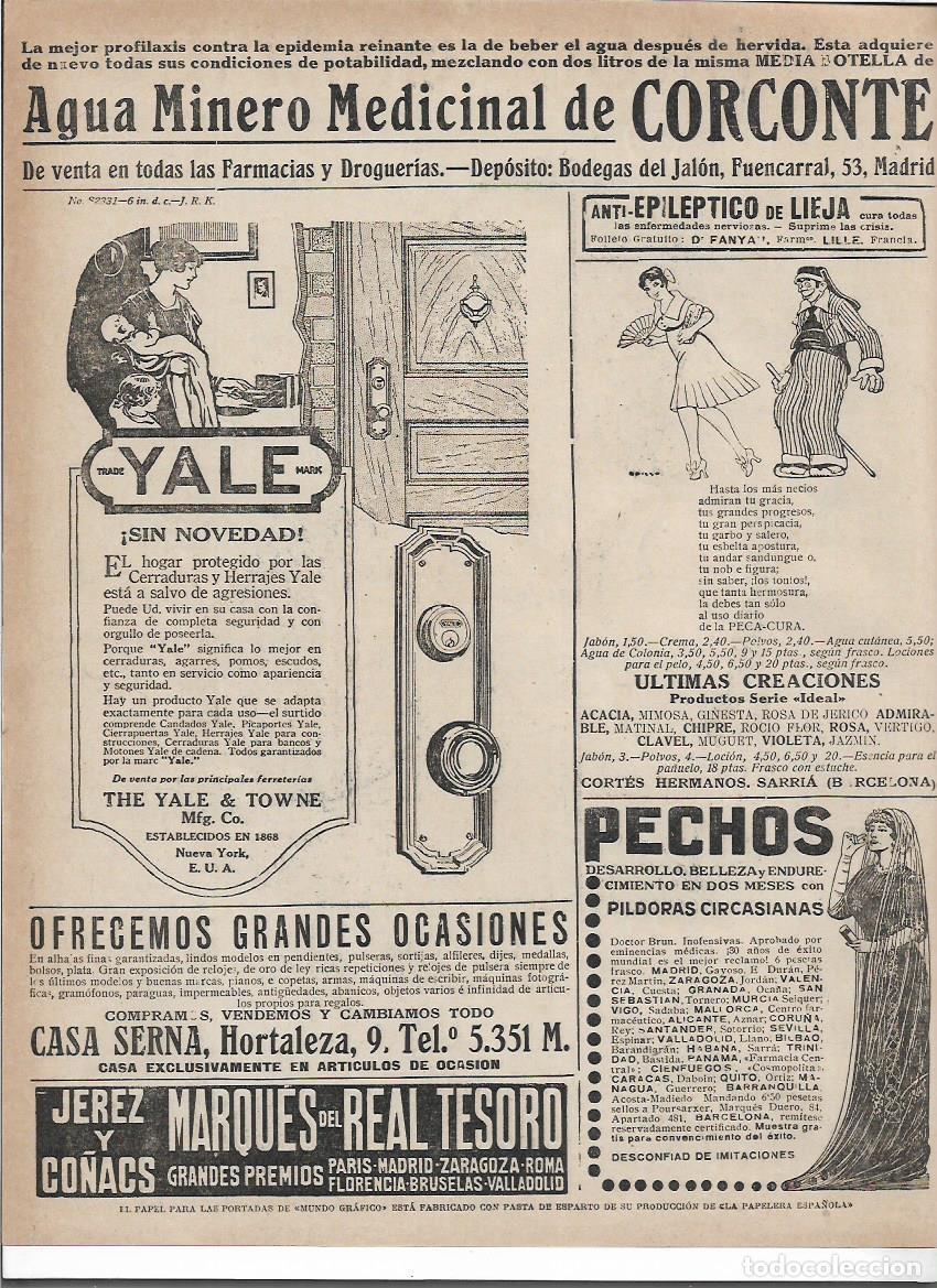 Sammelleidenschaft Papier: A&Ntilde;O 1920 RECORTE PRENSA PUBLICIDAD YALE PICAPORTE YALE DE CILINDRO CERRADURAS PROTECCION HOGAR