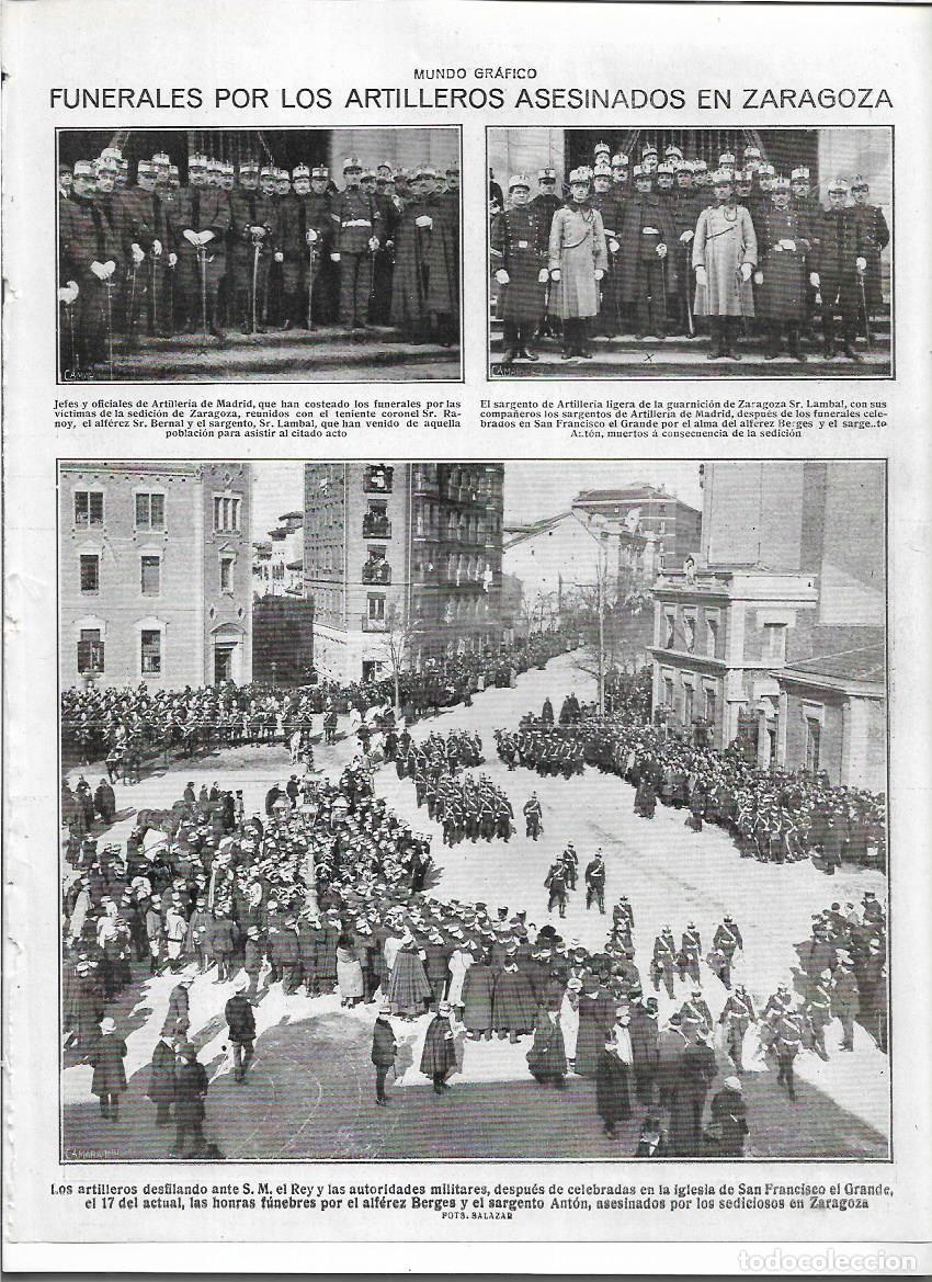 Colecionismo: A&Ntilde;O 1920 RECORTE PRENSA MADRID ENTIERRO ARTILLEROS ASESINADOS ZARAGOZA ALFEREZ BERGES SARGENTO ANTON