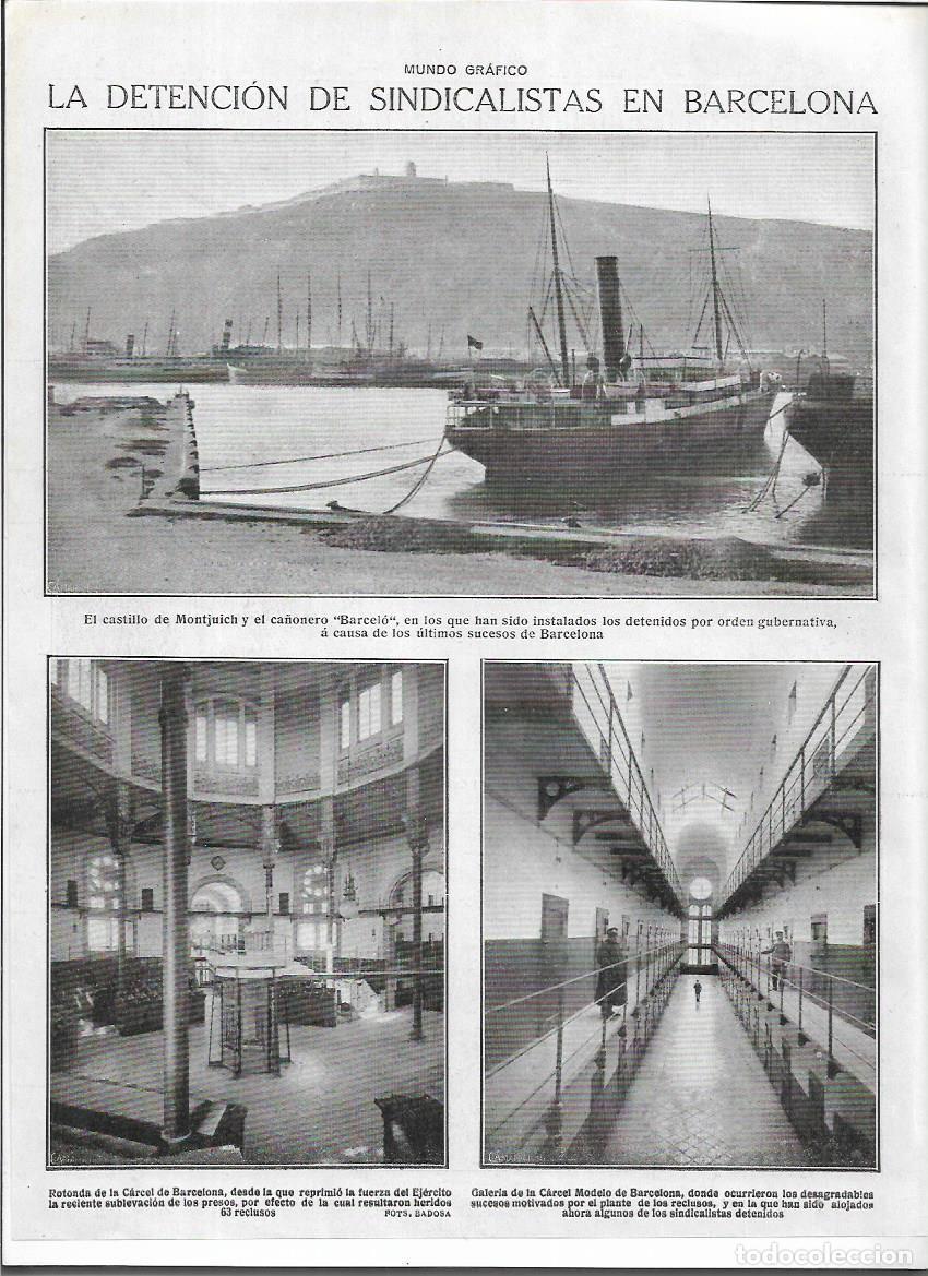 Colecionismo: A&Ntilde;O 1920 RECORTE PRENSA BARCELONA CARCEL MODELO CA&Ntilde;ONERO BARCO BARCELO DETENCION SINDICALISTAS