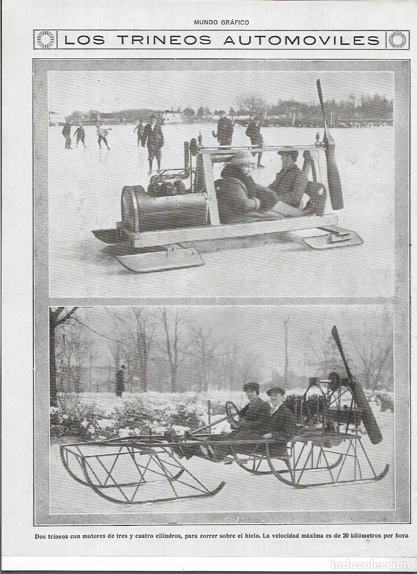 Colecionismo: A&Ntilde;O 1920 RECORTE PRENSA TRINEO AUTOMOVIL TRINEOS CON MOTOR PARA CORRER SOBRE EL HIELO