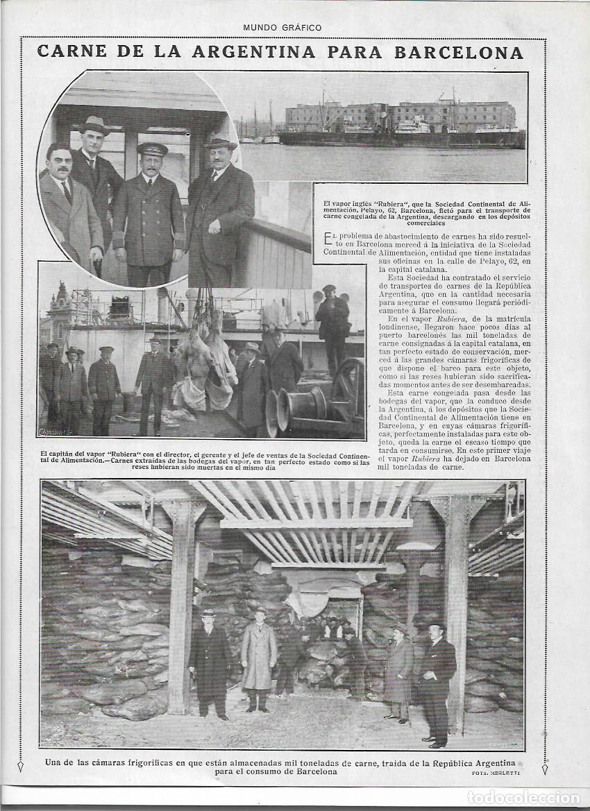Colecionismo: 1920 RECORTE PRENSA IMPORTACION CARNE DE ARGENTINA PARA BARCELONA CAMARA FRIGORIFICA VAPOR RUBIERA