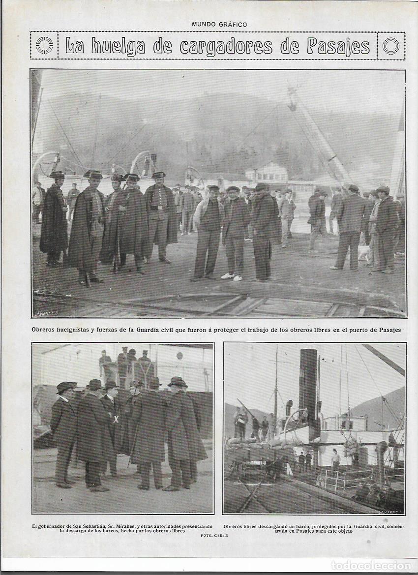 Colecionismo: A&Ntilde;O 1920 RECORTE PRENSA PUERTO DE PASAJES HUELGA DE CARGADORES OBREROS GUARDIA CIVIL