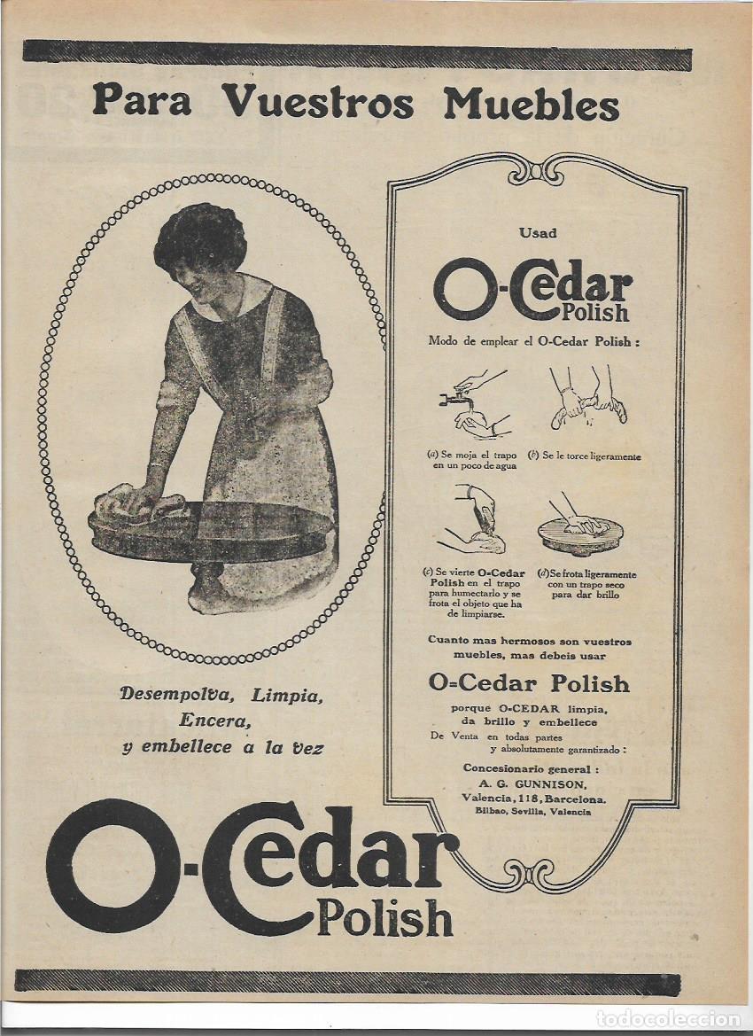 Colecionismo: A&Ntilde;O 1920 RECORTE PRENSA PUBLICIDAD CERA O-CEDAR OCEDAR POLISH LIMPIEZA MADERA MUEBLES