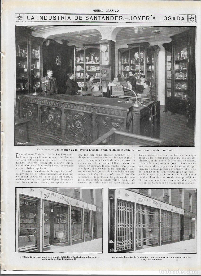Coleccionismo: A&Ntilde;O 1913 RECORTE PRENSA SANTANDER INDUSTRIA JOYERIA LOSADA DOMINGO LOSADA TIENDA