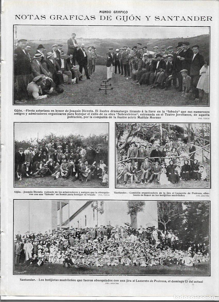 Coleccionismo: A&Ntilde;O 1913 RECORTE PRENSA GIJON FIESTA ASTURIANA EN HONOR JOAQUIN DICENTA TIRO LLAVE EN LA FABADA