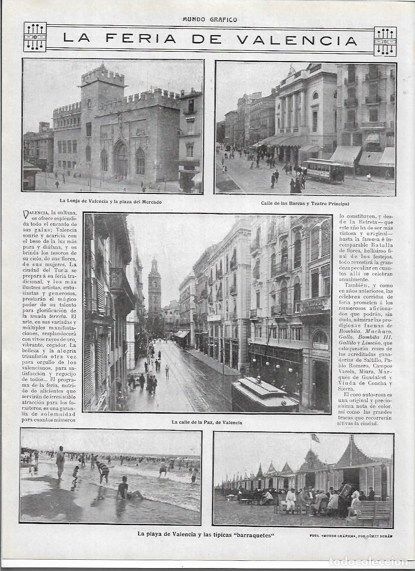 Collectionnisme: A&Ntilde;O 1913 RECORTE PRENSA FERIA DE VALENCIA PLAYA BARRAQUETES LONJA CALLE DE LAS BARCAS TEATRO