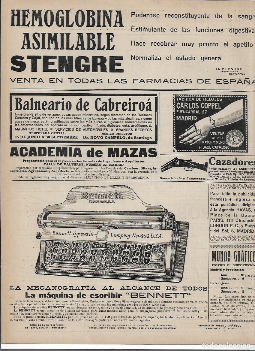 Collectionnisme: A&Ntilde;O 1913 RECORTE PRENSA PUBLICIDAD MAQUINA DE ESCRIBIR BENNETT