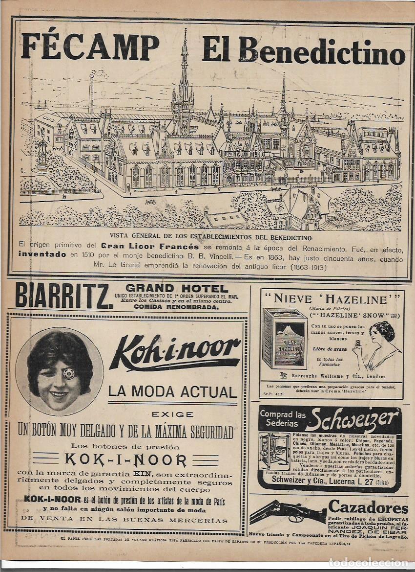 Collectionnisme: A&Ntilde;O 1913 RECORTE PRENSA PUBLICIDAD FECAMP EL BENEDICTINO GRAN LICOR FRANCES BEBIDAS