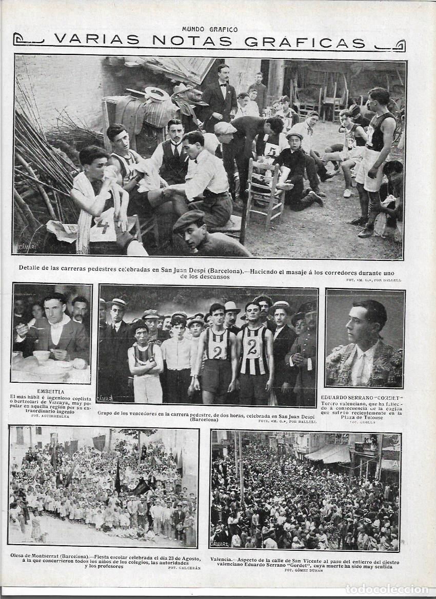 Collectionnisme: A&Ntilde;O 1913 RECORTE PRENSA VALENCIA CALLE SAN VICENTE ENTIERRO TORERO DIESTRO EDUARDO SERRANO GORDET