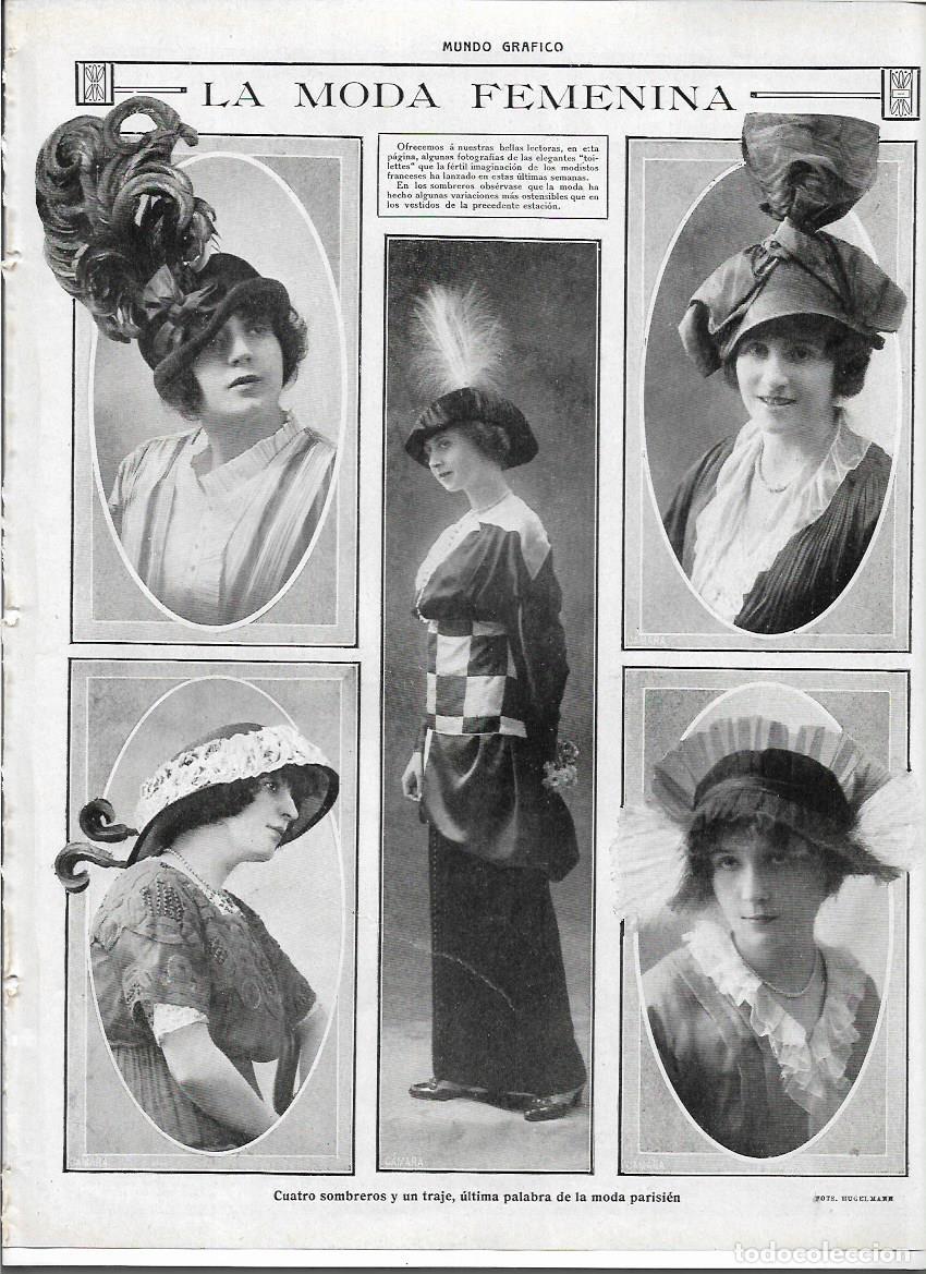 Collectionnisme: A&Ntilde;O 1913 RECORTE PRENSA MODA FEMENINA MUJER VESTIDOS SOMBREROS MODA PARISINA