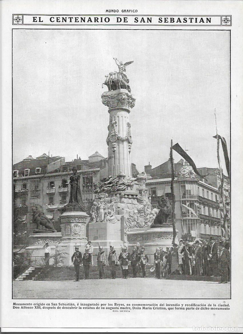 Collectionnisme: &Ntilde;O 1913 RECORTE PRENS CENTENARIO SAN SEBASTIAN INCENDIO REEDIFICACION EXPO HISTORICO NAVAL MONUMENTO
