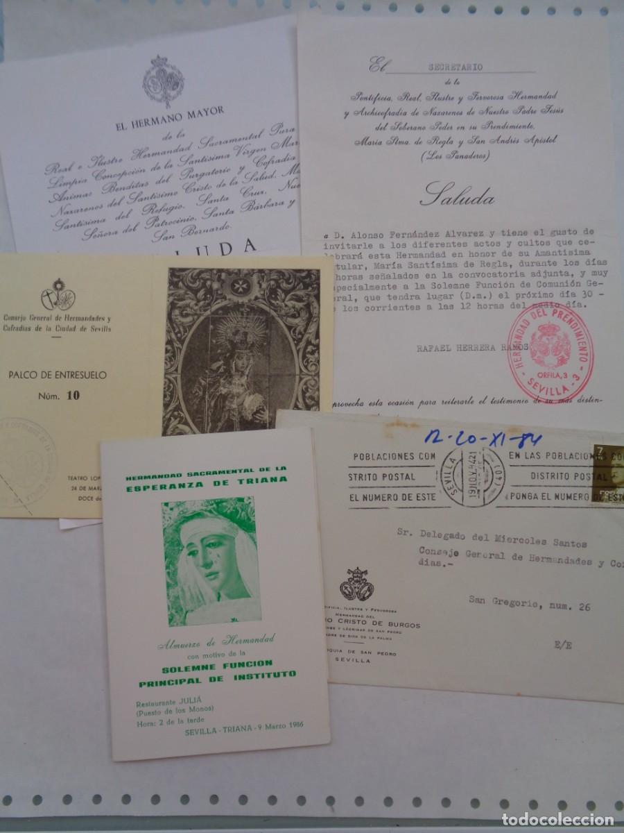 Coleccionismo: SEMANA SANTA DE SEVILLA : LOTE DE 5 DOCUMENTOS HERMANDADES TRIANA, SAN BERNARDO, ETC