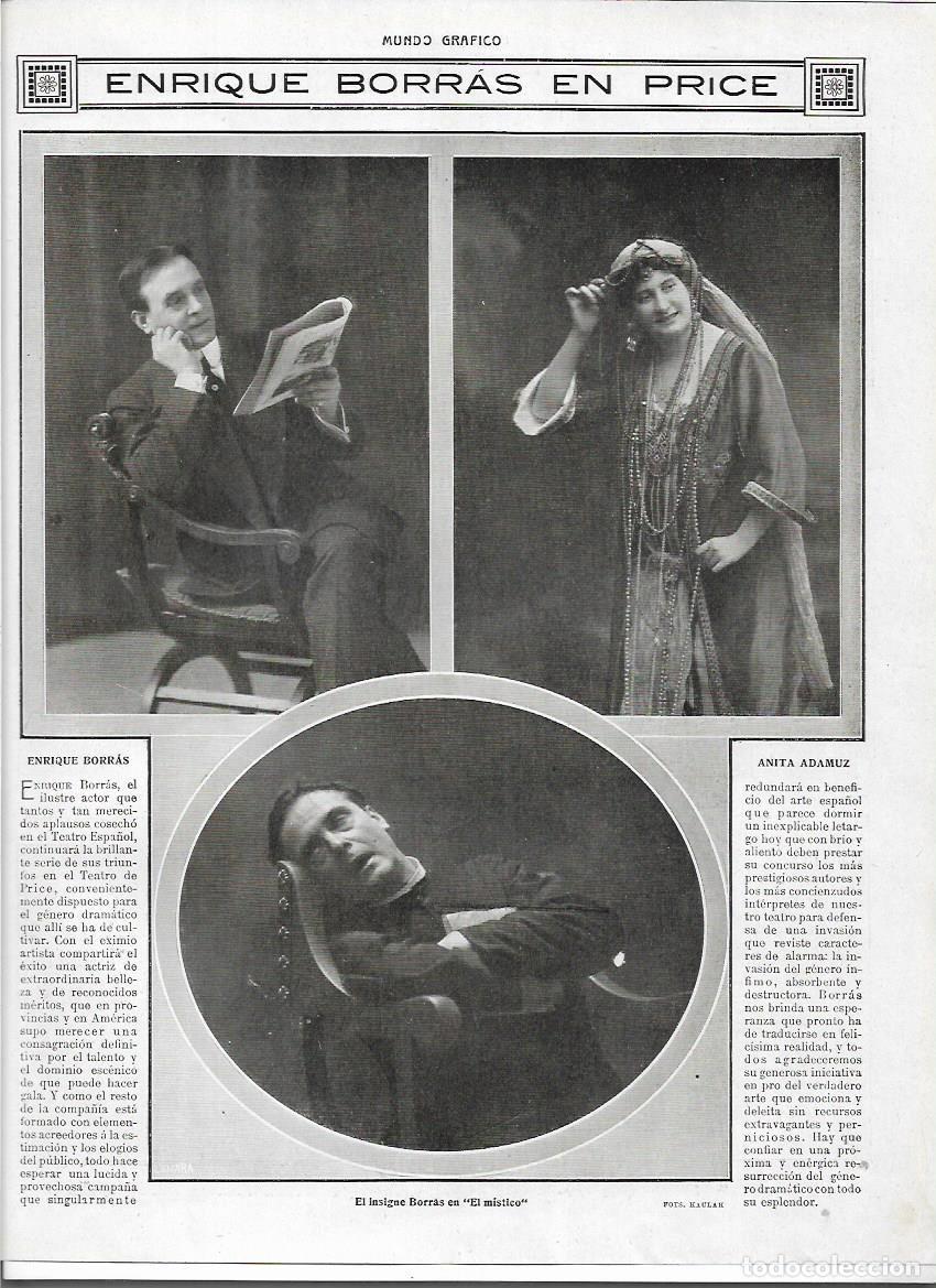 Collectionnisme: A&Ntilde;O 1913 RECORTE PRENSA TEATRO PRICE ACTOR ENRIC ENRIQUE BORRAS ANITA ADAMUZ ARTISTAS