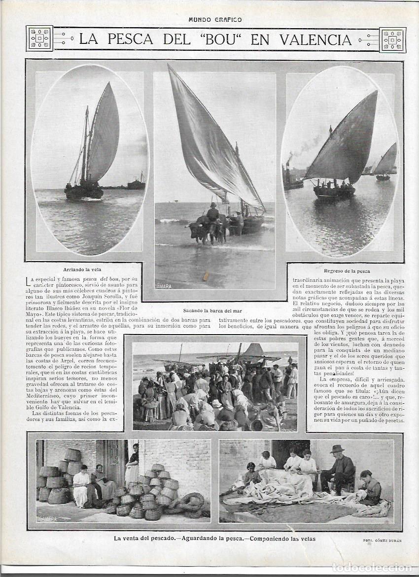 Collectionnisme: A&Ntilde;O 1913 RECORTE PRENSA VALENCIA PESCA DEL BOU BARCAS VENTA DE PESCADO REPARACION DE LAS VELAS