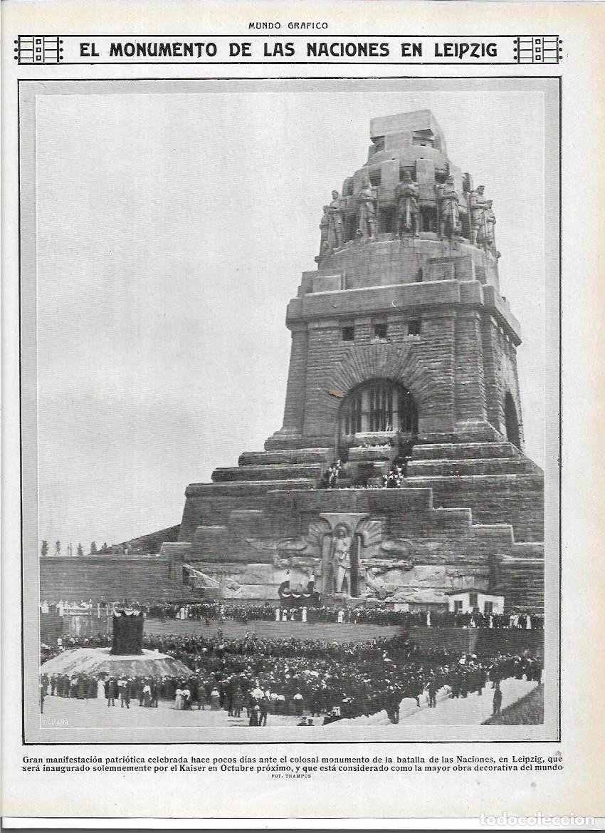 Collectionnisme: A&Ntilde;O 1913 RECORTE PRENSA ESCULTURA MONUMENTO DE LAS NACIONES EN LEIPZIG INAUGURADO POR EL KAISER