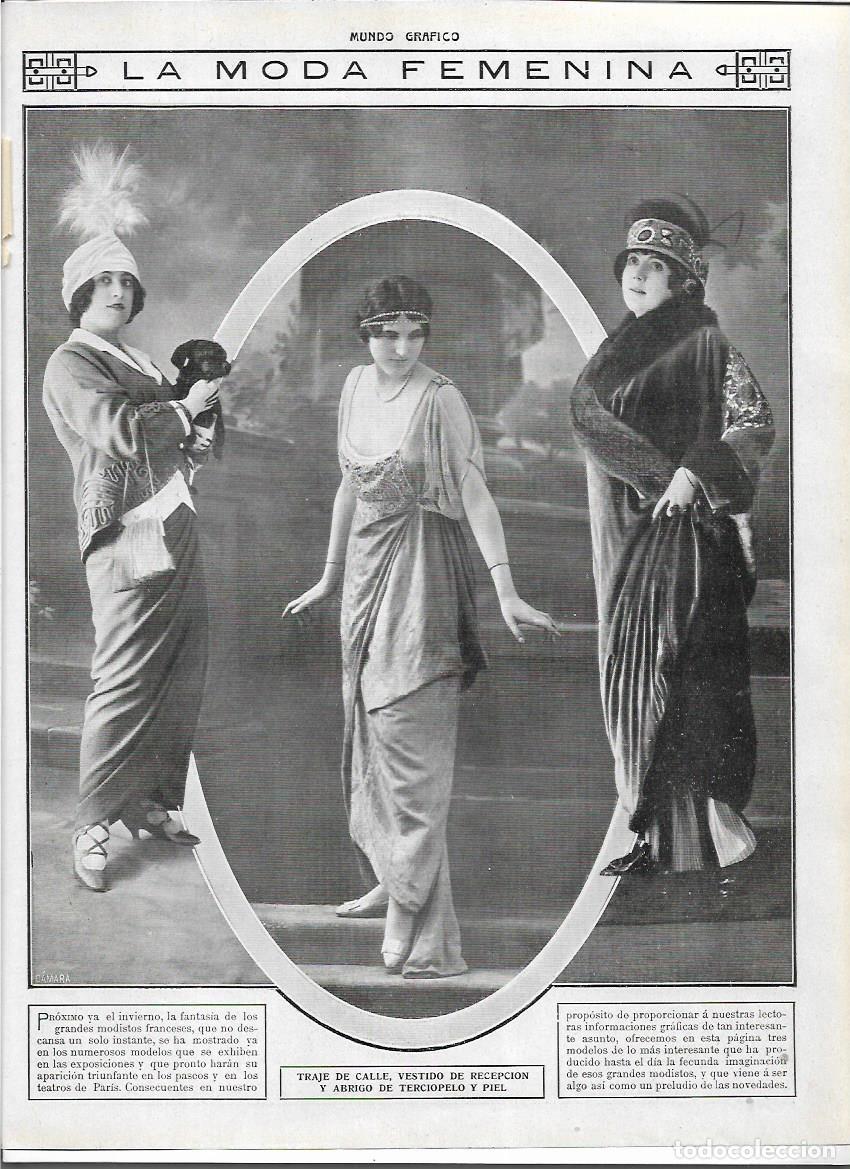 Collectionnisme: A&Ntilde;O 1913 RECORTE PRENSA MODA FEMENINA MUJER TRAJE DE CALLE VESTIDO DE RECEPCION ABRIGO DE PIEL