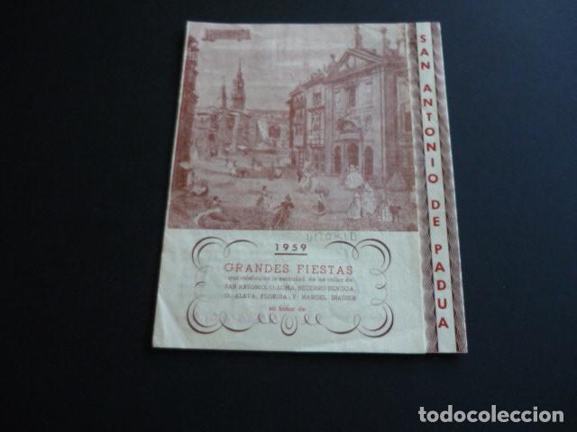 Coleccionismo: VITORIA FIESTAS DE LA SAN ANTONIO DE PADUA 1959 PROGRAMA DE FIESTAS TRIPTICO