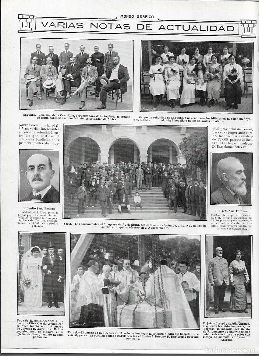 Coleccionismo: A&Ntilde;O 1913 RECORTE PRENSA TORTOSA JAIME CRESPI SU HIJA CARMEN MEDALLA MERITO SALVAMENTO NAUFRAGOS