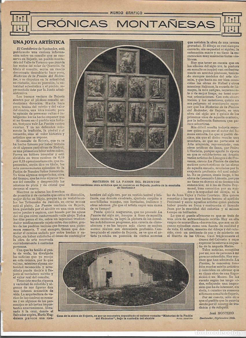 Coleccionismo: A&Ntilde;O 1913 RECORTE PRENSA BEJORIS CASA GUARDA ESMALTE MISTERIOS DE LA PASION DEL REDENTOR SANTANDER