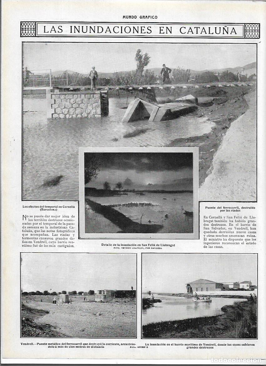 Coleccionismo: A&Ntilde;O 1913 RECORTE PRENSA INUNDACIONES SANT FELIU LLOBREGAT CORNELLA PUENTE FERROCARRIL EL VENDRELL