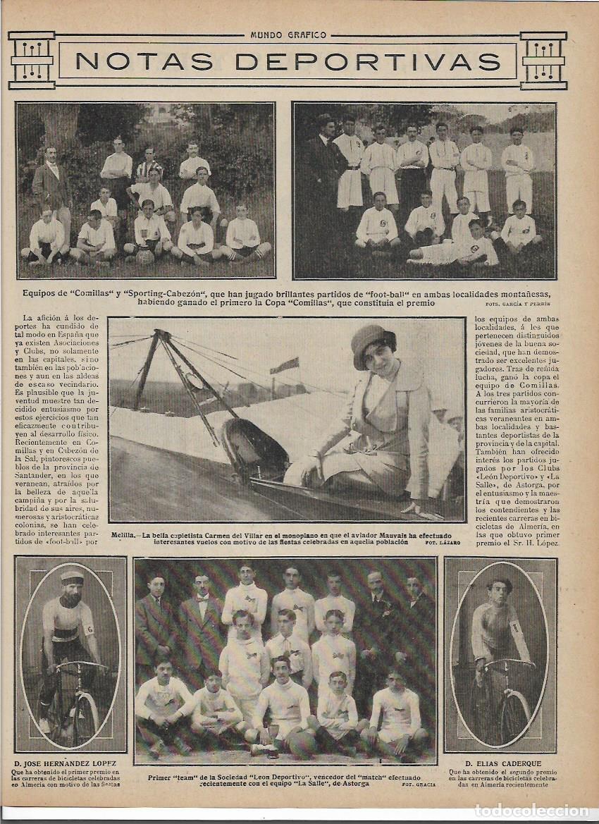 Coleccionismo: A&Ntilde;O 1913 RECORTE PRENSA MELILLA CARMEN DEL VILLAR CUPLETISTA ARTISTA CANTANTE VUELO AVIADOR MAUVAIS