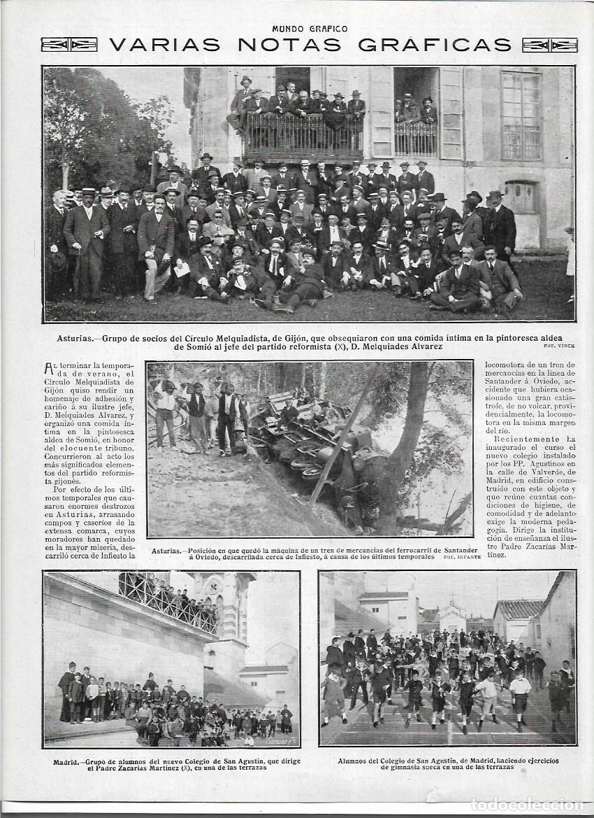 Coleccionismo: A&Ntilde;O 1913 RECORTE PRENSA SOMIO CIRCULO MELQUIADISTA DE GIJON COMIDA HOMENAJE A MELQUIADES ALVAREZ