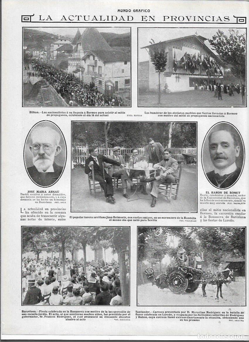 Coleccionismo: A&Ntilde;O 1913 RECORTE PRENSA BERMEO MITIN NACIONALISTA BANDERAS DE LOS DISTINTOS PUEBLOS ASISTENTES