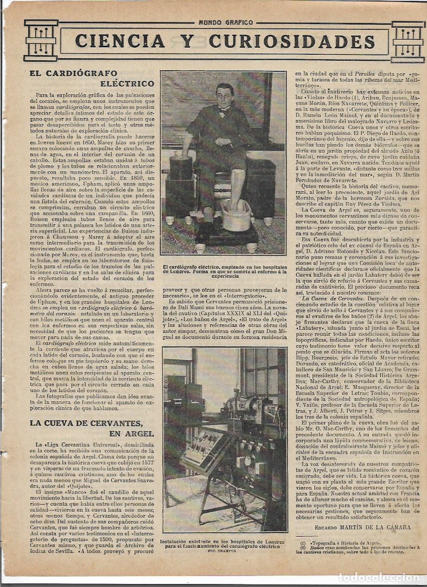 Coleccionismo: A&Ntilde;O 1913 RECORTE PRENSA MEDICINA CARDIOGRAFO ELECTRICO CARDIOLOGIA HOSPITAL DE LONDRES