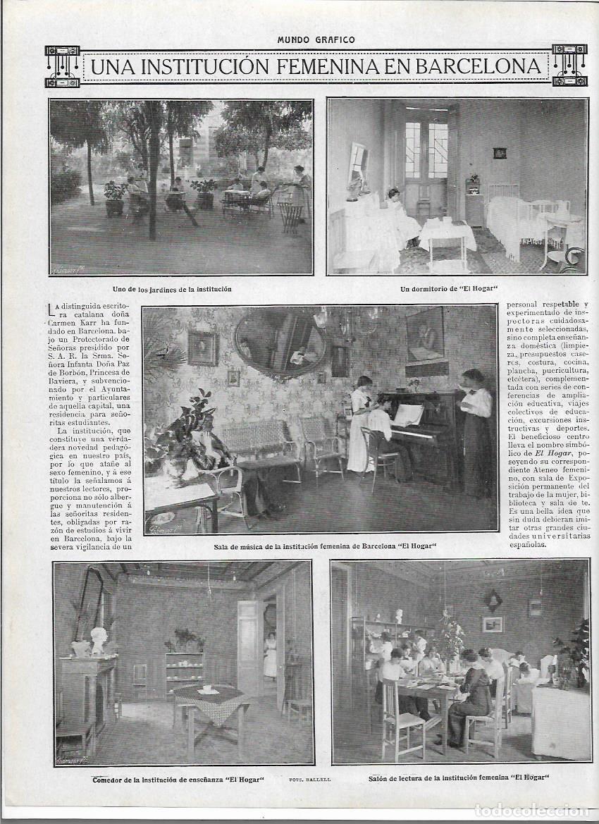 Coleccionismo: A&Ntilde;O 1913 RECORTE PRENSA BARCELONA EL HOGAR INSITITUCION FEMENINA DE BENFICENCIA