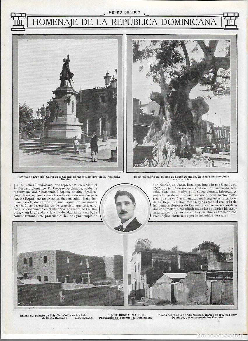 Coleccionismo: A&Ntilde;O 1913 RECORTE PRENSA REPUBLICA DOMINICANA HOMENAJE CRISTOBAL COLON MONUMENTO CEIBA MILENARIA
