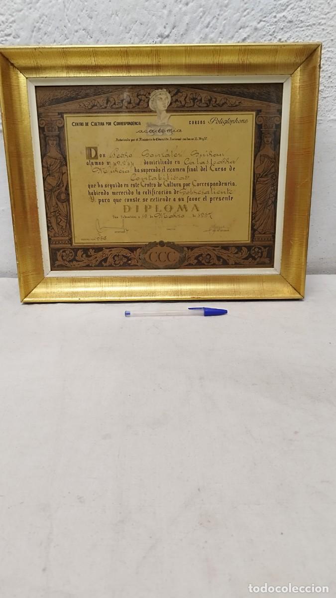 Coleccionismo: Antiguo diploma enmarcado, contabilidad,calculo mercantil.1956 calasparra murcia