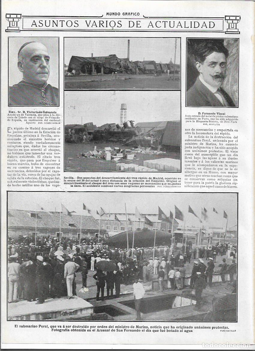 Coleccionismo: A&Ntilde;O 1913 RECORTE PRENSA SEVILLA ACCIDENTE DESCARRILAMIENTO TREN RAPIDO DE MADRID
