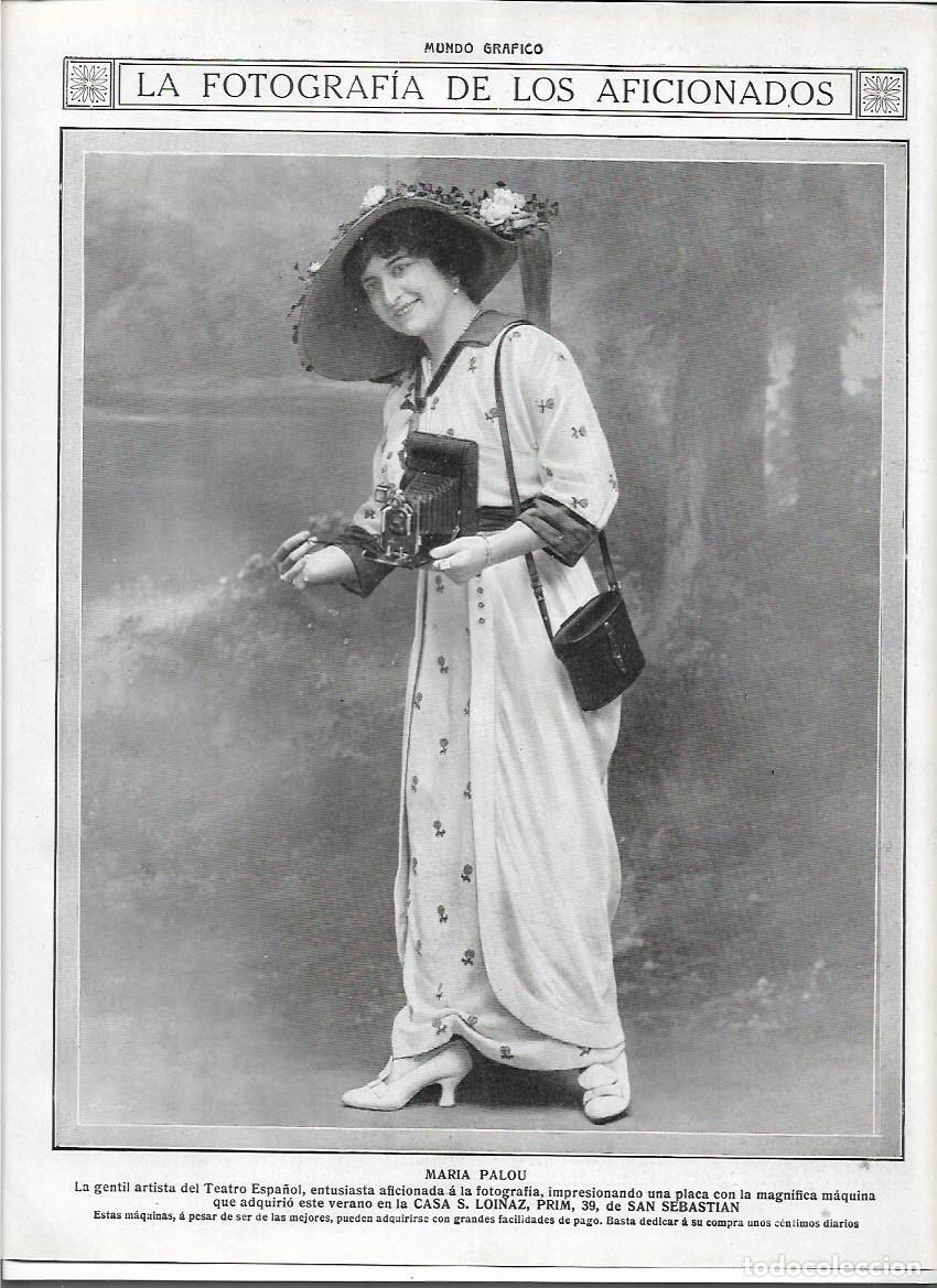 Coleccionismo: A&Ntilde;O 1913 RECORTE PRENSA MARIA PALOU ARTISTA ACTRIZ AFICIONADA A LA FOTOGRAFIA CAMARA CASA LOINAZ
