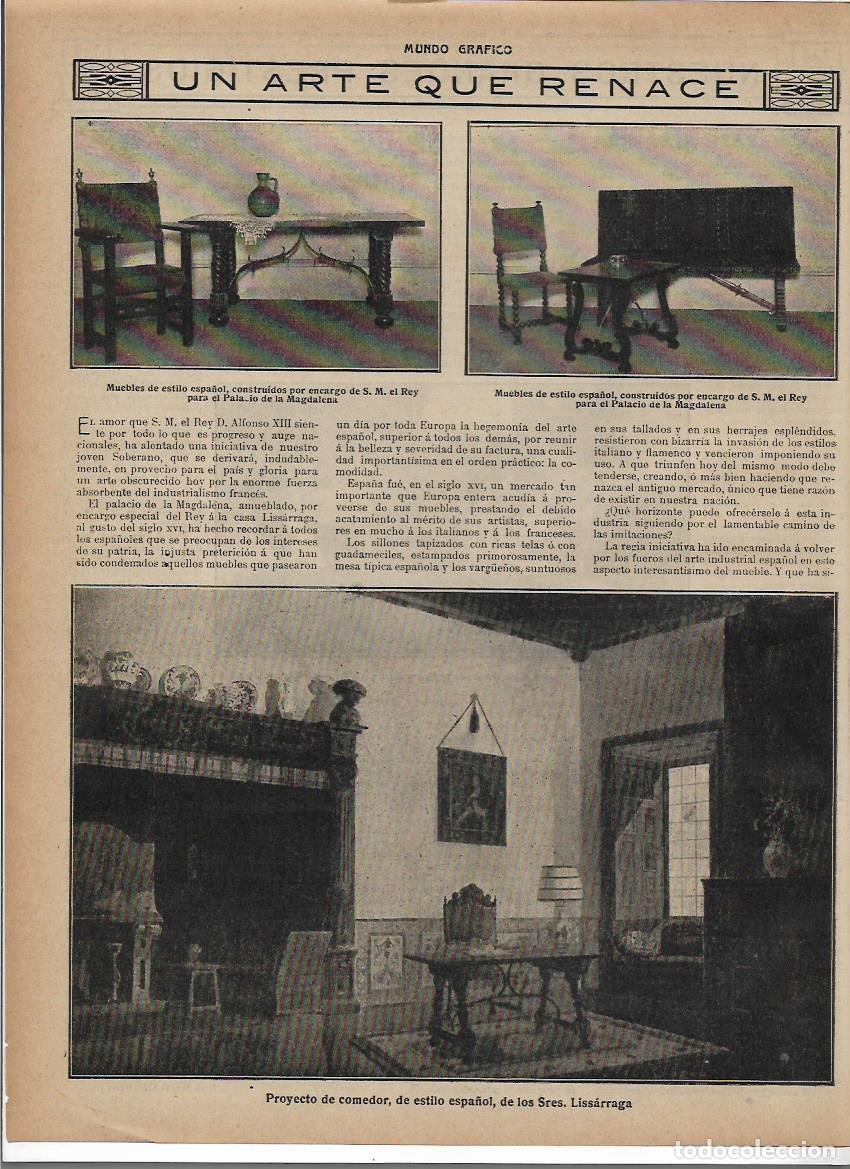 Coleccionismo: A&Ntilde;O 1913 RECORTE PRENSA EL MUEBLE ESPA&Ntilde;OL ARTE SRES LISSARRAGA PROYECTOS CASA SANCHEZDALP