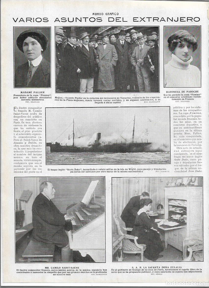 Coleccionismo: A&Ntilde;O 1913 RECORTE PRENSA MUSICA CAMILO SAINT-SAENS SAINT SAENS COMPOSITOR FRANCES