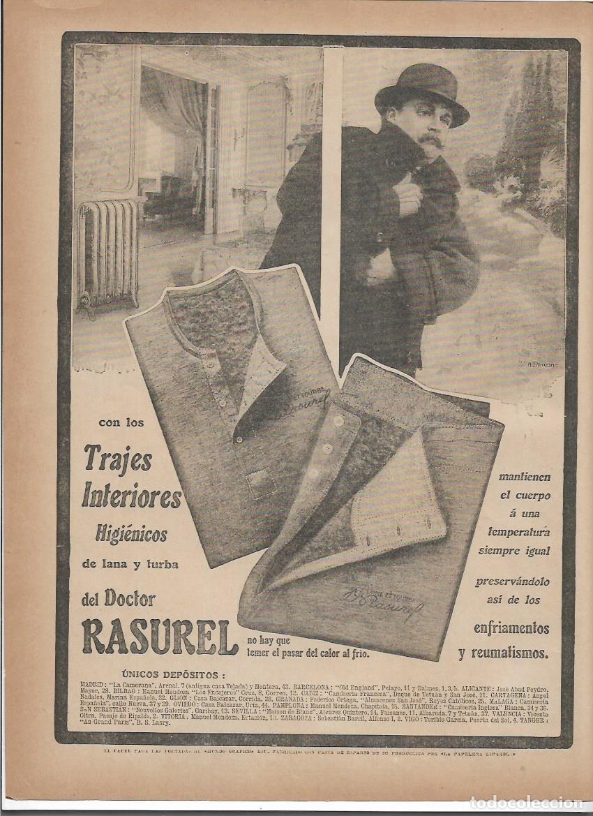 Coleccionismo: A&Ntilde;O 1913 RECORTE PRENSA PUBLICIDAD RASUREL ROPA INTERIOR TRAJES INTERIORES HIGIENICOS
