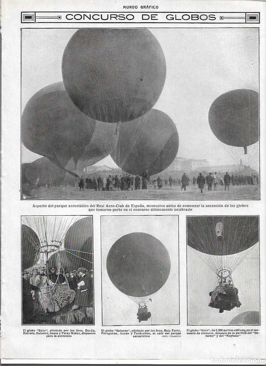 Collezionismo: A&Ntilde;O 1913 RECORTE PRENSA MADRID AERO CLUB DE ESPA&Ntilde;A CONCURSO GLOBOS AEROSTATICOS SIRIO SATURNO