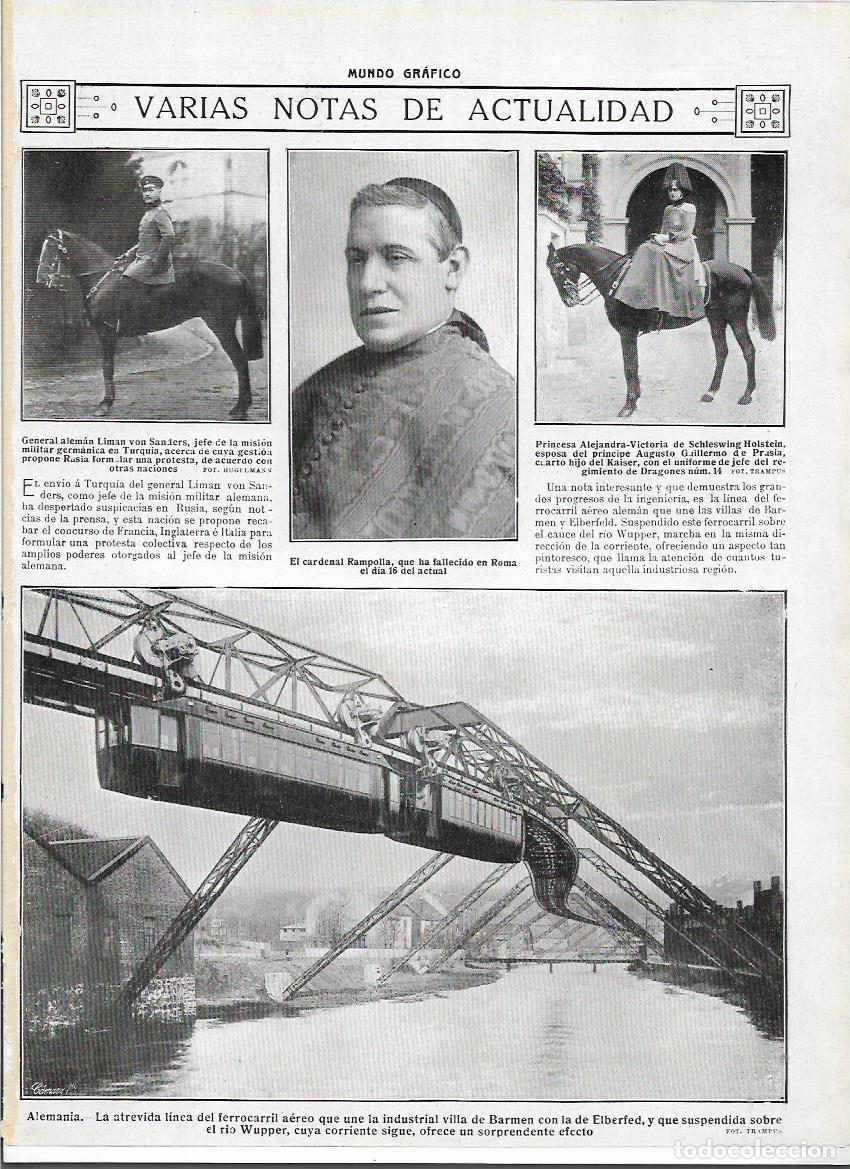 Collezionismo: A&Ntilde;O 1913 RECORTE PRENSA ALEMANIA LINEA FERROCARRIL AEREO DE BERMEN A ELBERFED SUSPENDIDA SOBRE RIO