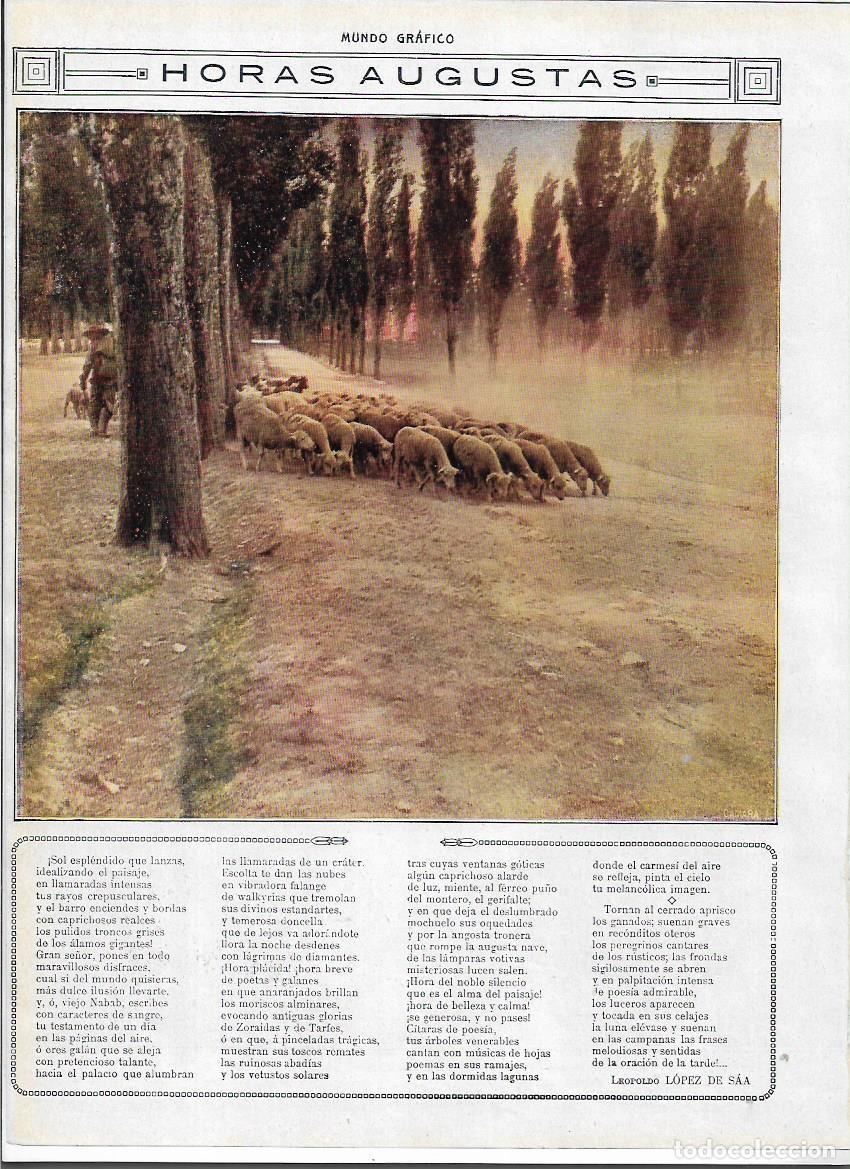 Collezionismo: A&Ntilde;O 1913 RECORTE PRENSA POESIA HORAS AUGUSTAS LEOPOLDO LOPEZ DE SAA FOTOGRAFIA CAMARA REBA&Ntilde;O OVEJAS