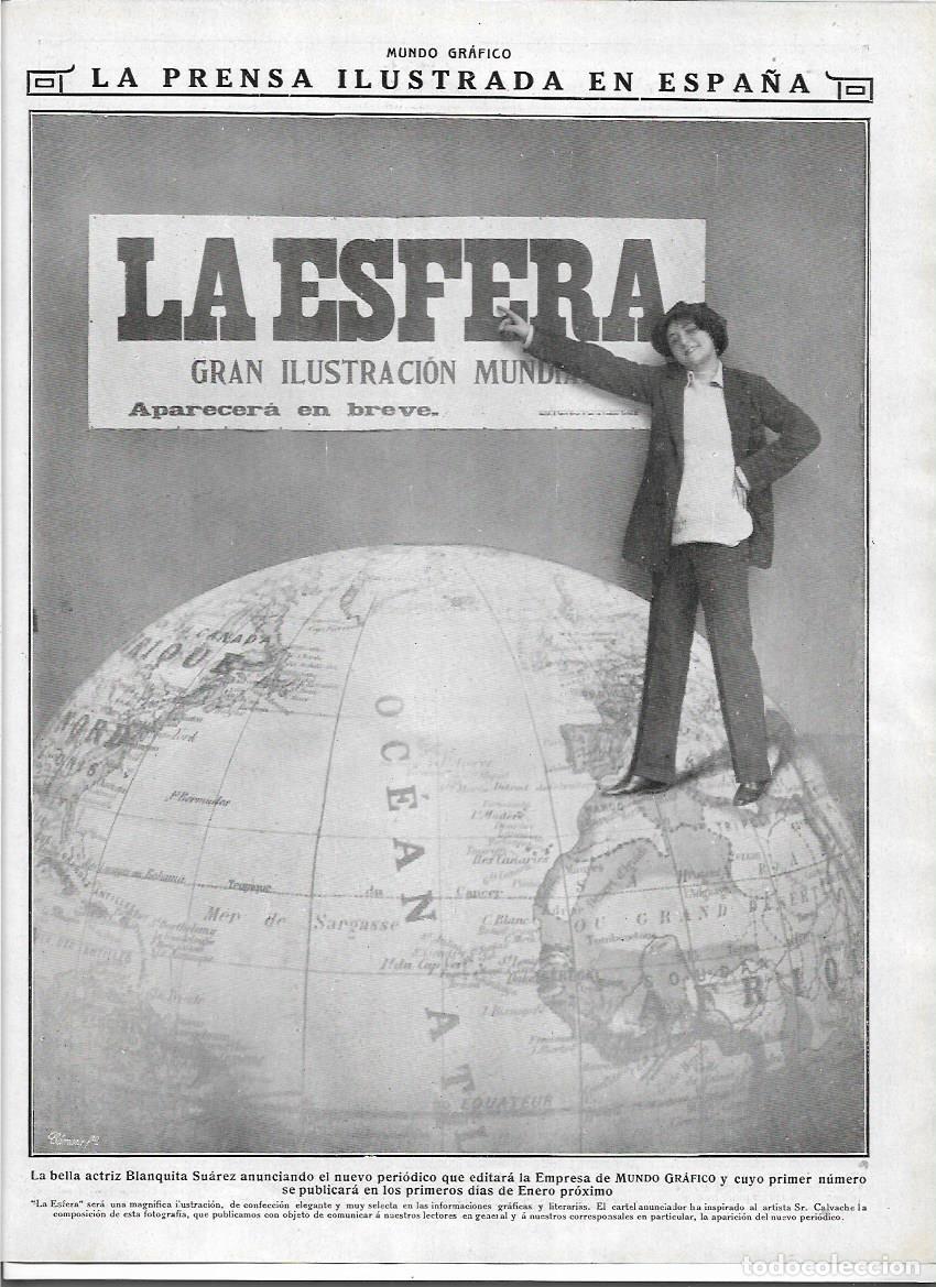 Coleccionismo: A&Ntilde;O 1913 RECORTE PRENSA BLANQUITA SUAREZ ARTISTA ACTRIZ PUBLICITANDO NUEVO PERIODICO LA ESFERA