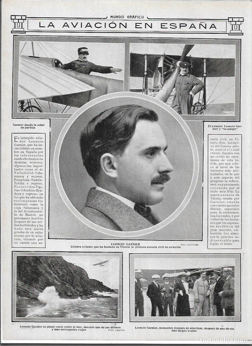 Coleccionismo: A&Ntilde;O 1913 RECORTE PRENSA LA AVIACION EN ESPA&Ntilde;A AVIADOR LEONCIO GARNIER ESCUELA CIVIL EN VITORIA