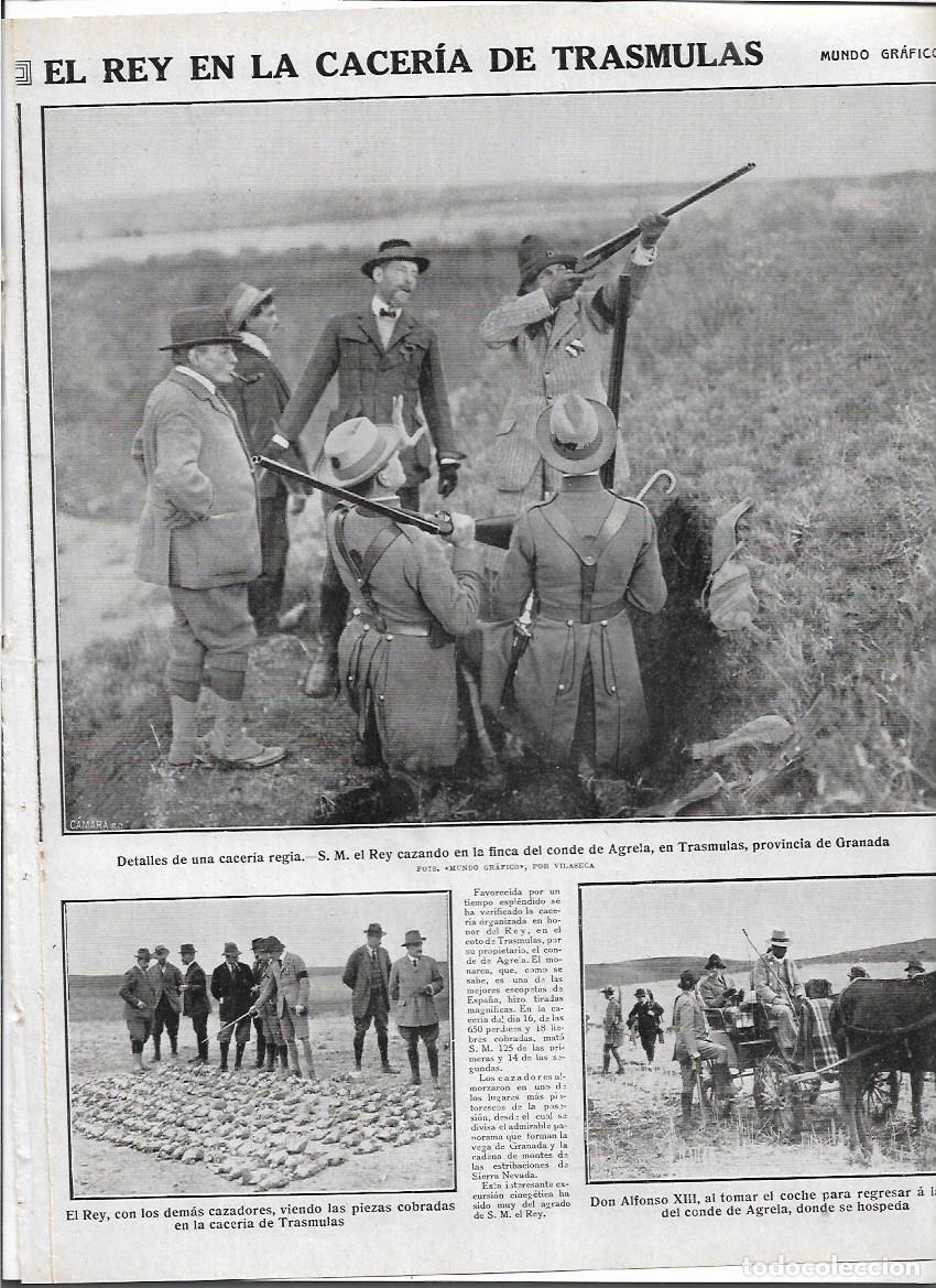 Coleccionismo: A&Ntilde;O 1913 RECORTE PRENSA CAZA CACERIA REGIA DE TRASMULAS FINCA CONDE DE AGRELA GRANADA