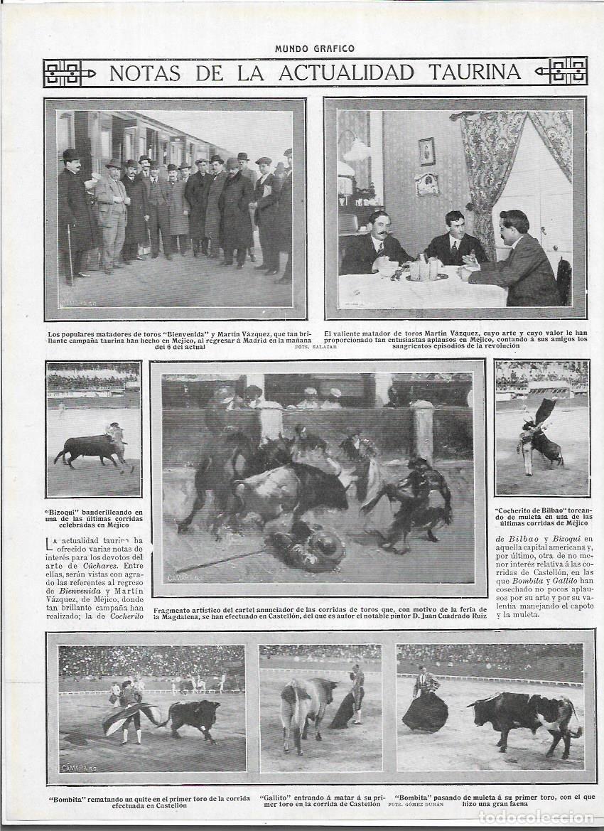 Coleccionismo: A&Ntilde;O 1913 RECORTE PRENSA CARTEL ANUNCIADOR CORRIDAS TOROS CASTELLON PINTOR JUAN CUADRADO RUIZ BOMBITA